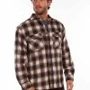 Scully Mens Brown/Black Wool Blend Plaid L/S Shirt