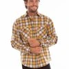 Scully Mens Golden/Black Wool Blend Plaid L/S Shirt