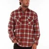 Scully Mens Rust/Black Wool Blend Plaid L/S Shirt
