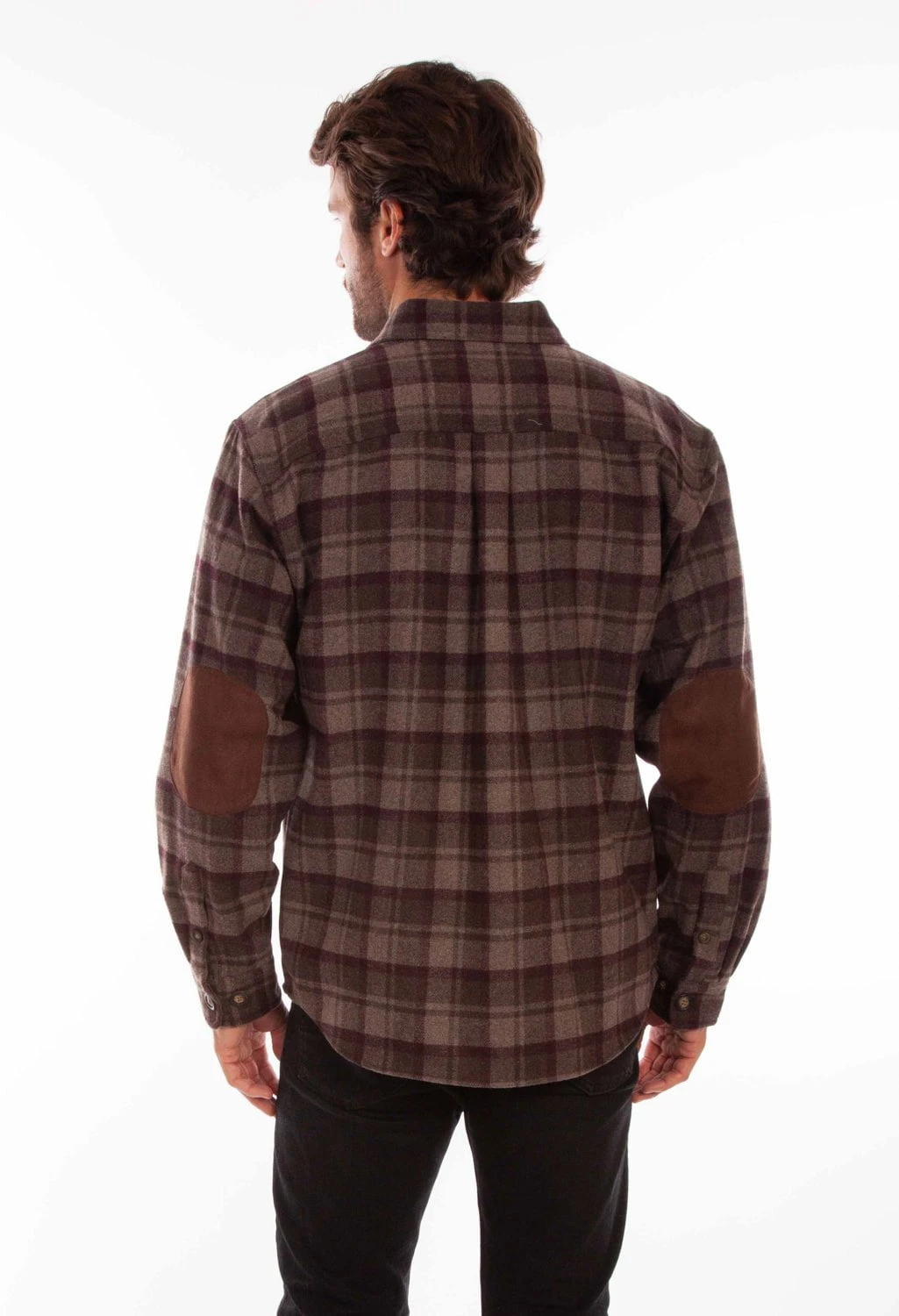 Scully Mens Chocolate/Port Wool Blend Flannel Plaid L/S Shirt - Image 2