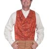 Scully Wahmaker Mens Rust 100% Silk Silk Jacquard USA Big DB Vest