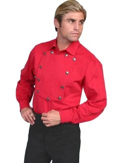Scully Men's WAH MAKER Brushed Twill Bib Shirt - Red