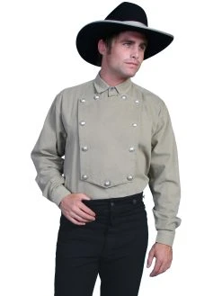 Scully Men's WAH MAKER Brushed Twill Bib Shirt - Tan