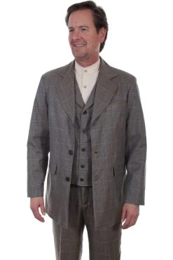 Scully Wahmaker Mens Multi-Color Linen Blend Plaid Town Coat