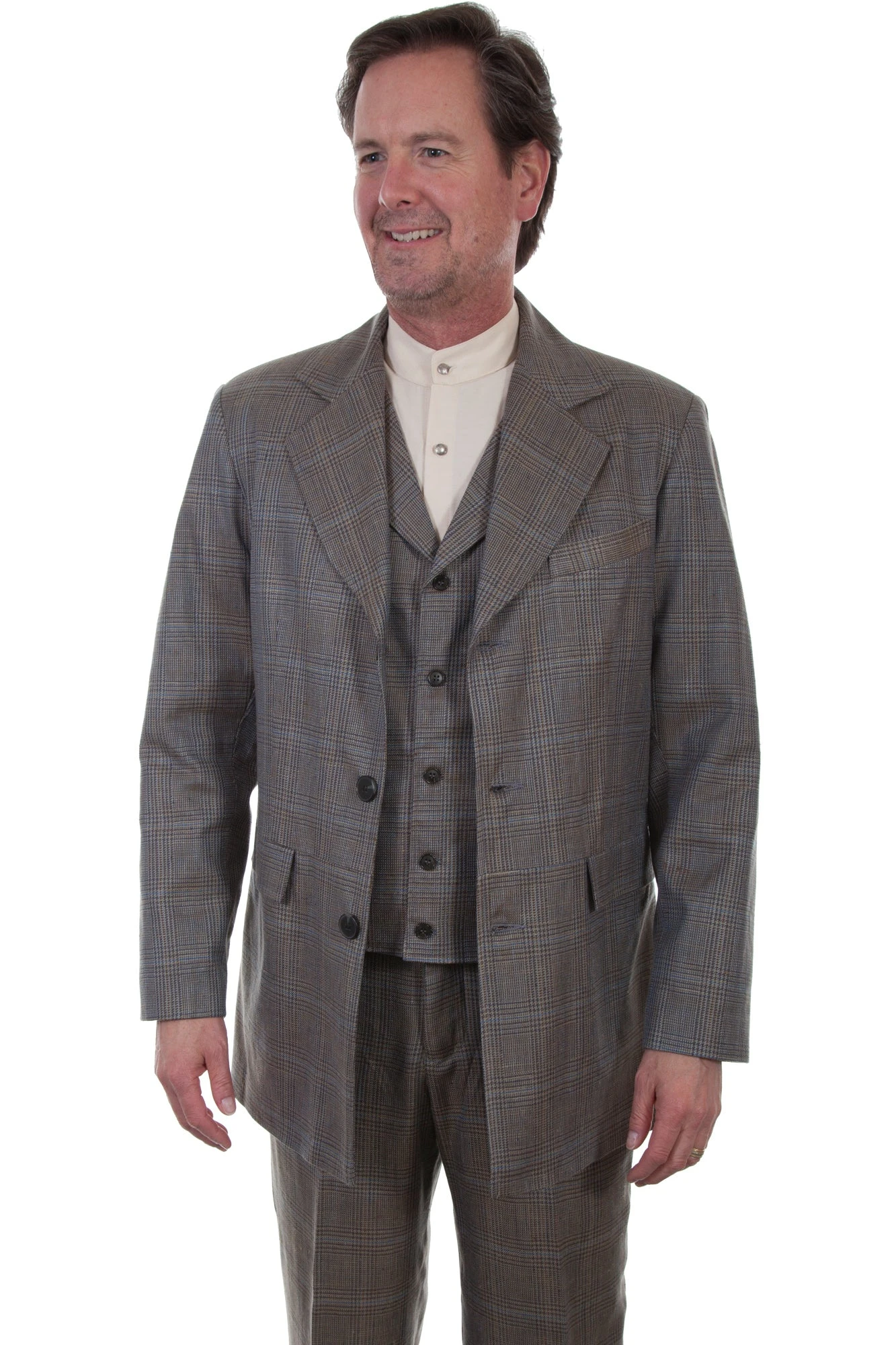 Scully Wahmaker Mens Multi-Color Linen Blend Plaid Town Coat