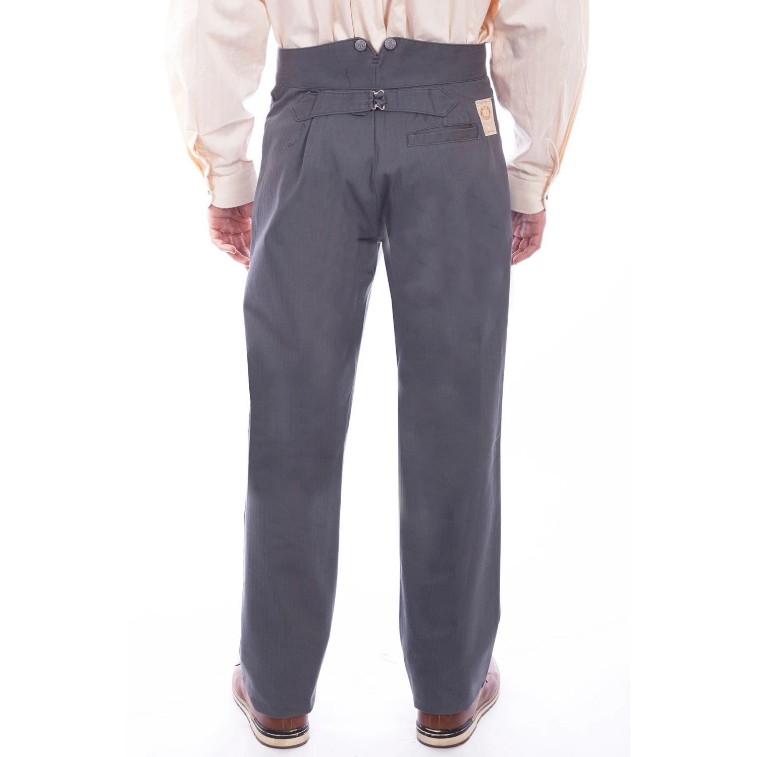 Scully Men's WAH MAKER Cotton Herringbone Pants - Charcoal Grey - Image 3