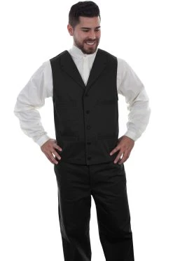 Scully Wahmaker Mens Black 100% Cotton Herringbone Vest