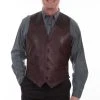 Scully Mens Black Cherry Ostrich Lambskin Western Vest