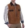 Scully Mens Cafe Brown Leather Western Zip Vest