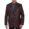 Scully Leather Mens Black Cherry Lambskin Ostrich Trim Western Blazer