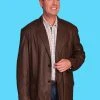 Scully Mens Olive Leather Western Blazer