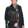 Scully Leather Mens Mountain Man Handlaced Bead Trim Coat Black