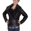 Scully Womens Black Faux Fur Motorcycle Jacket