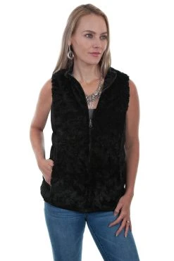 Scully Womens Black Polyester Faux Fur Vest