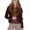 Scully Womens Copper Faux Fur Moto Jacket