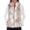 Scully Womens Leopard Acrylic Faux Fur Vest