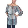 Scully Womens Aqua Polyester Off Shoulder S/S Tunic