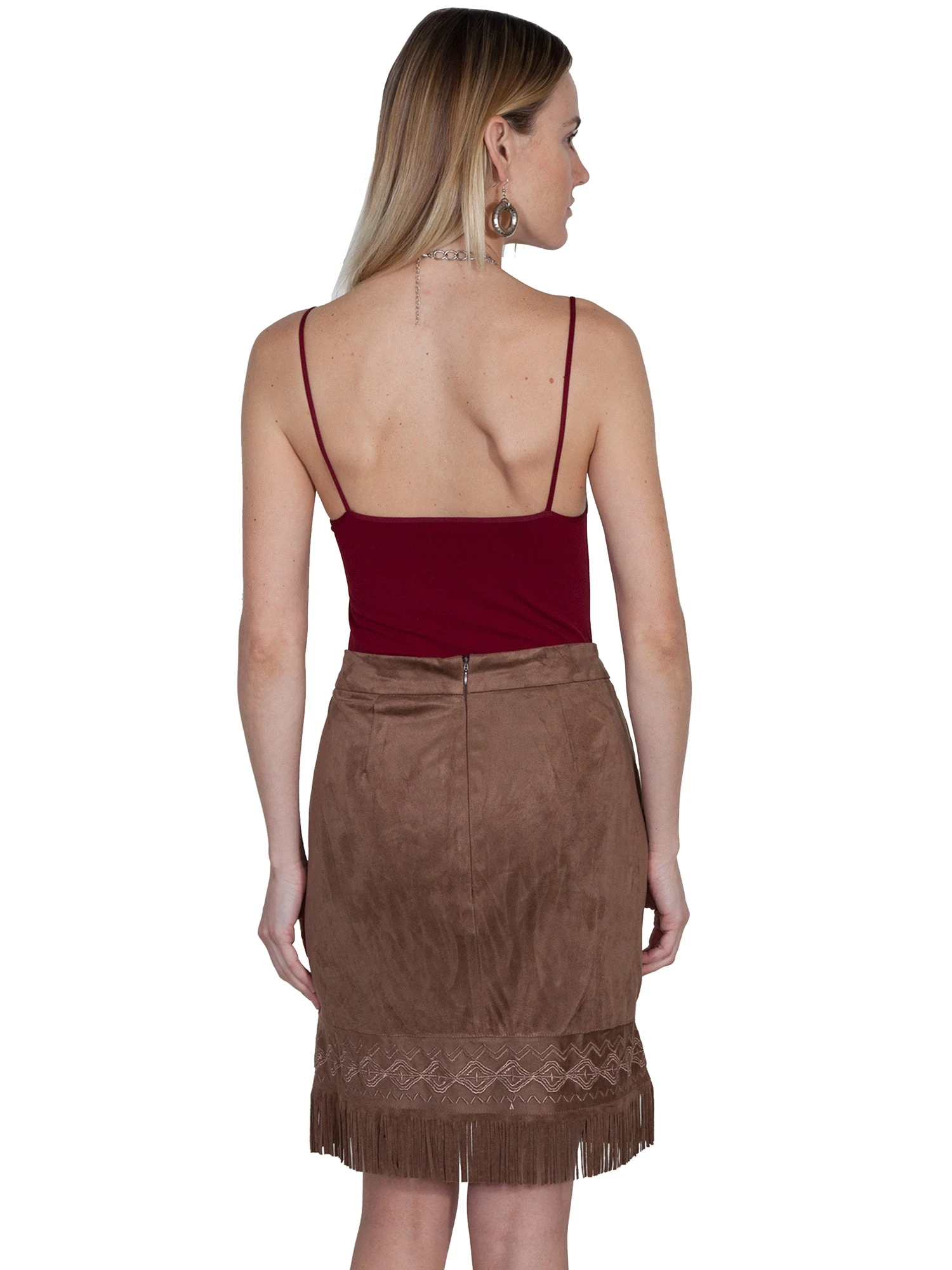 Scully Womens Chocolate Polyester Fringe Skirt - Image 3