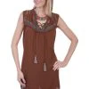 Scully Womens Cinnamon Viscose Embroidered S/L Tunic