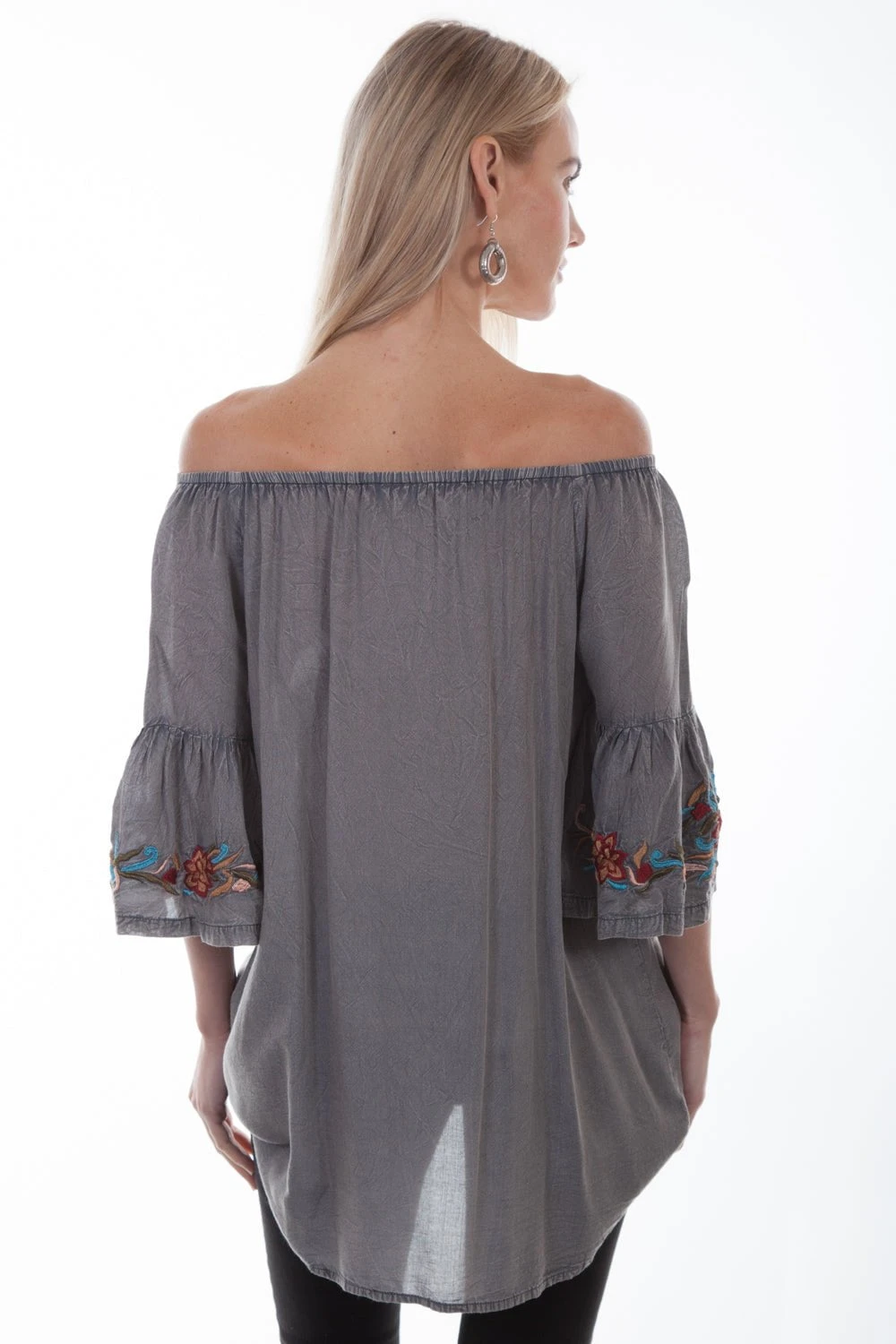 Scully Womens Charcoal Viscose Rope Tie S/S Tunic - Image 2