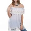 Scully Womens Ecru 100% Cotton Crochet Peasant S/S Blouse