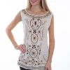 Scully Womens Ivory 100% Viscose Floral Geometric Tank Top