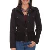 Scully Womens Black Cotton Blend Lace Inset Denim Jacket