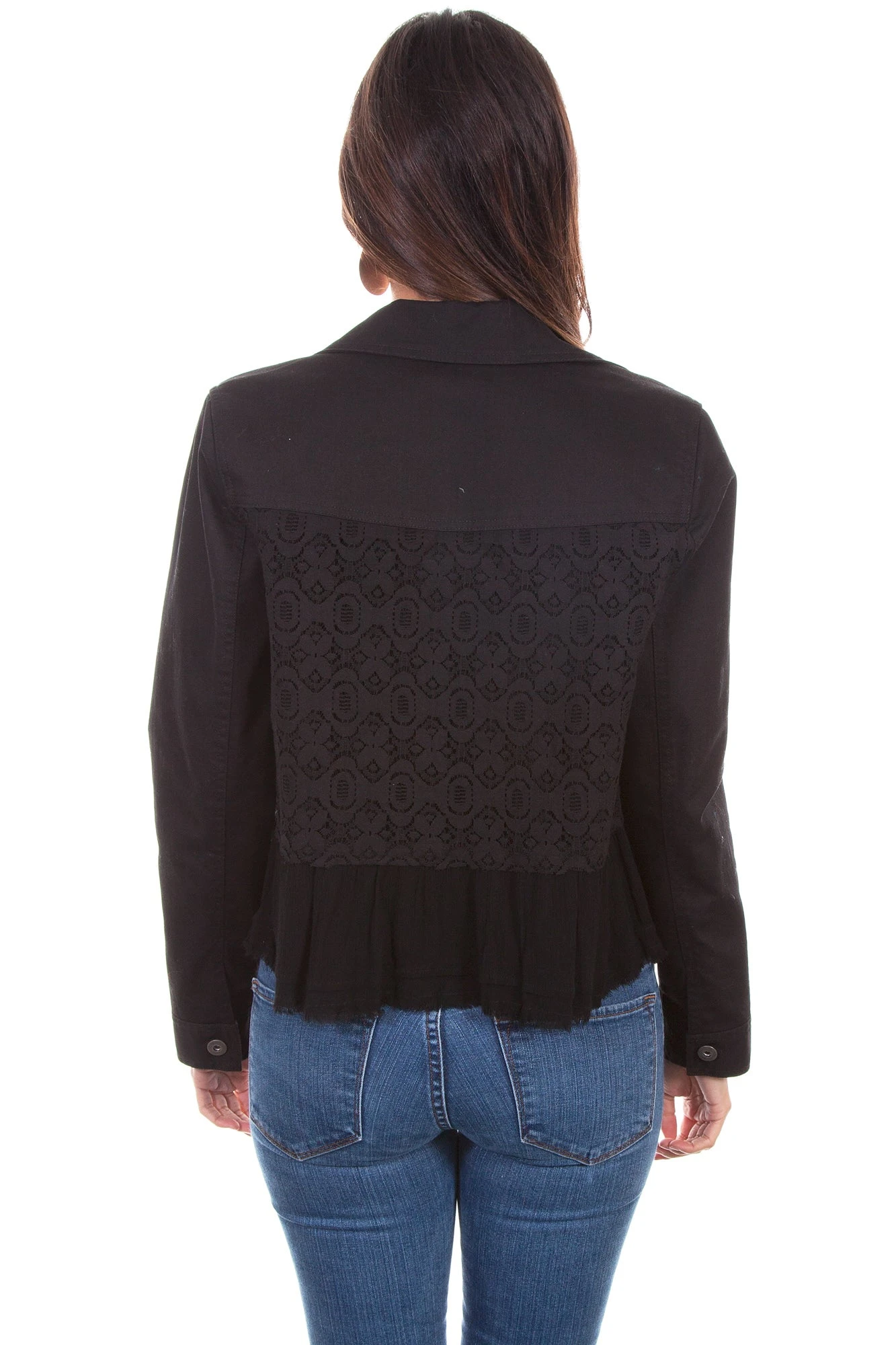 Scully Womens Black Cotton Blend Lace Inset Denim Jacket - Image 2