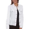 Scully Womens White Cotton Blend Lace Inset Denim Jacket