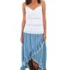 Scully Womens Light Blue 100% Cotton Hi/Lo Skirt