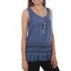 Scully Womens Indigo Rayon Scoop Neck S/L Tunic