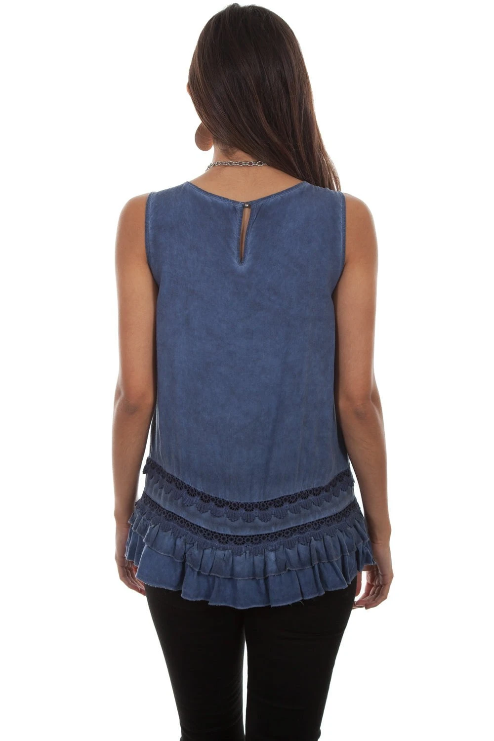 Scully Womens Indigo Rayon Scoop Neck S/L Tunic - Image 2