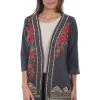 Scully Womens Gray Viscose Hi/Lo Kimono