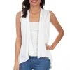 Scully Womens Ivory Rayon Lace Knit Vest