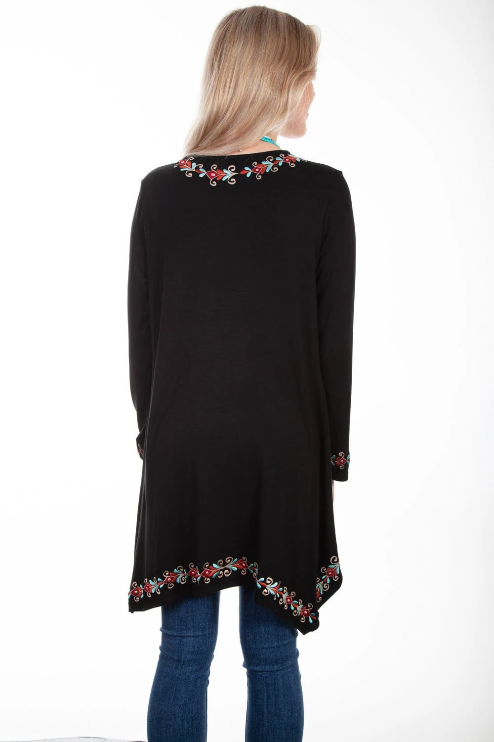 Scully Womens Black Viscose Shark Bite Cardigan - Image 2