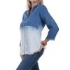 Scully Womens Denim Tencel Dip Dye S/S Blouse