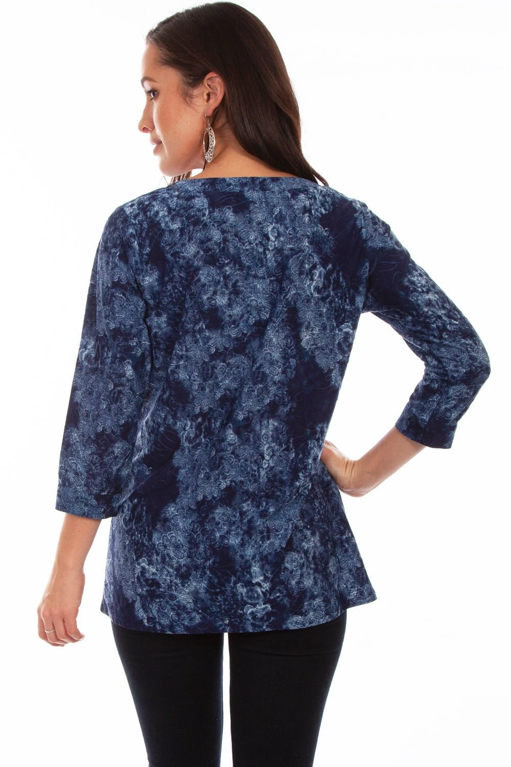 Scully Womens Navy Polyester Criss-Cross S/S Blouse - Image 2