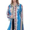Scully Womens Multi-Color 100% Polyester Striped Duster
