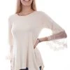 Scully Womens Beige Rayon Crochet S/S Tunic