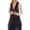Scully Womens Black Cotton Blend Tulle Layered Duster