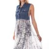 Scully Womens Denim 100% Cotton Full Lace S/L Dress
