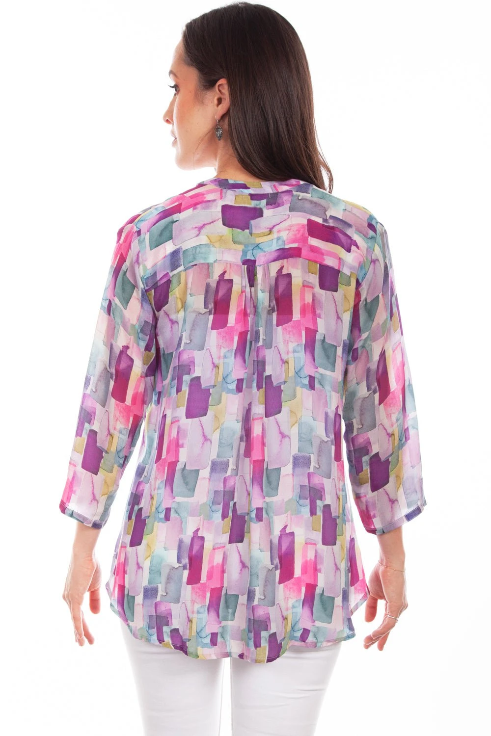 Scully Womens Lavender Rayon Rectangular S/S Blouse - Image 2