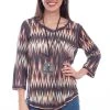Scully Womens Multi-Color Polyester Reversible Ikat S/S Tunic