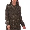 Scully Womens Olive Leather Camouflage Jacket