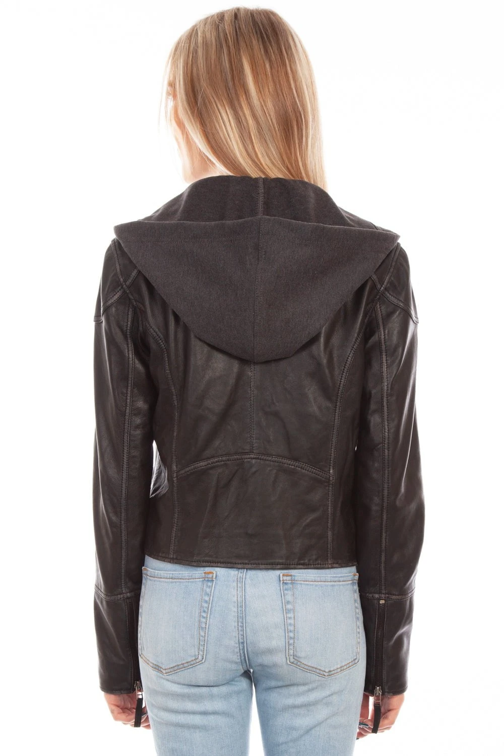Scully Womens Black Leather Double Breasted Jacket - Image 2