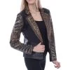 Scully Womens Black Lamb Leather Beaded Blazer Jacket