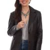 Scully Womens Black Lamb Leather Tailored Blazer Jacket