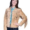 Scully Leather Womens Beaded Fringe Conchos Boar Suede Jacket Old Rust
