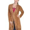 Scully Leatherwear Womens Cinnamon Boar Suede Fringe Maxi Coat