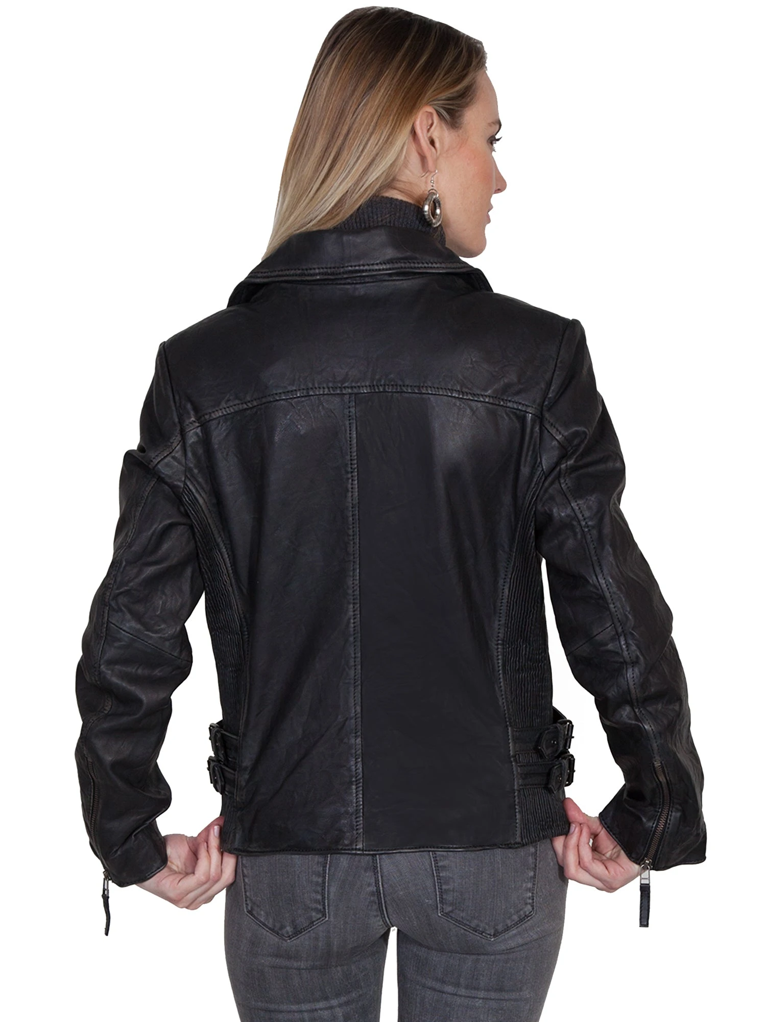 Scully Womens Black Leather Motorcycle Jacket - Image 3